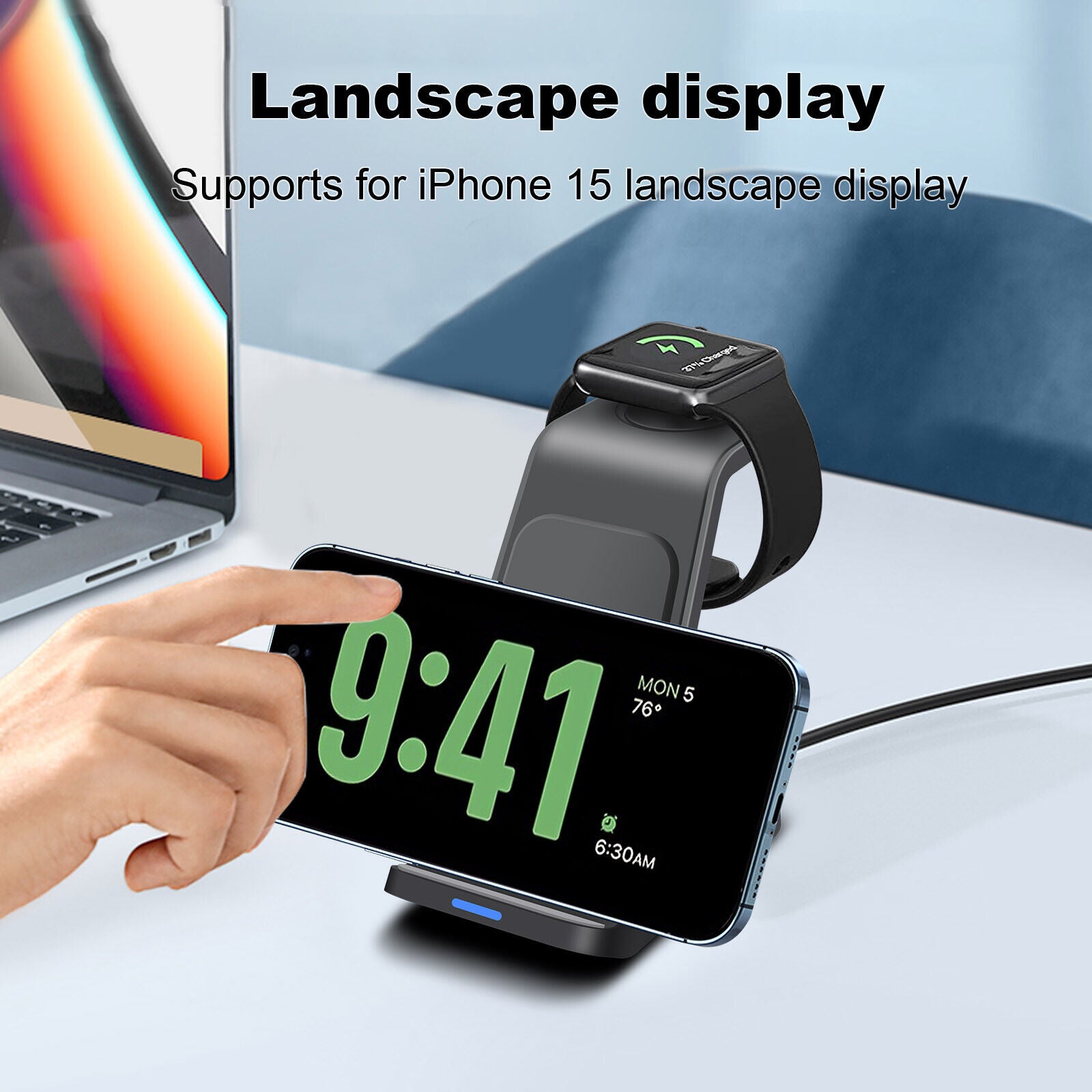Wireless Charger Dock Charging Station 3 in 1 for Apple Watch Iphone 17 16 15 14