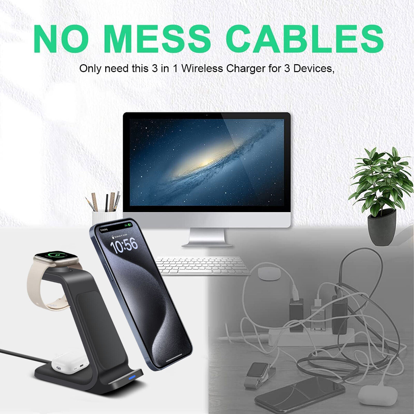 Wireless Charger Dock Charging Station 3 in 1 for Apple Watch Iphone 17 16 15 14