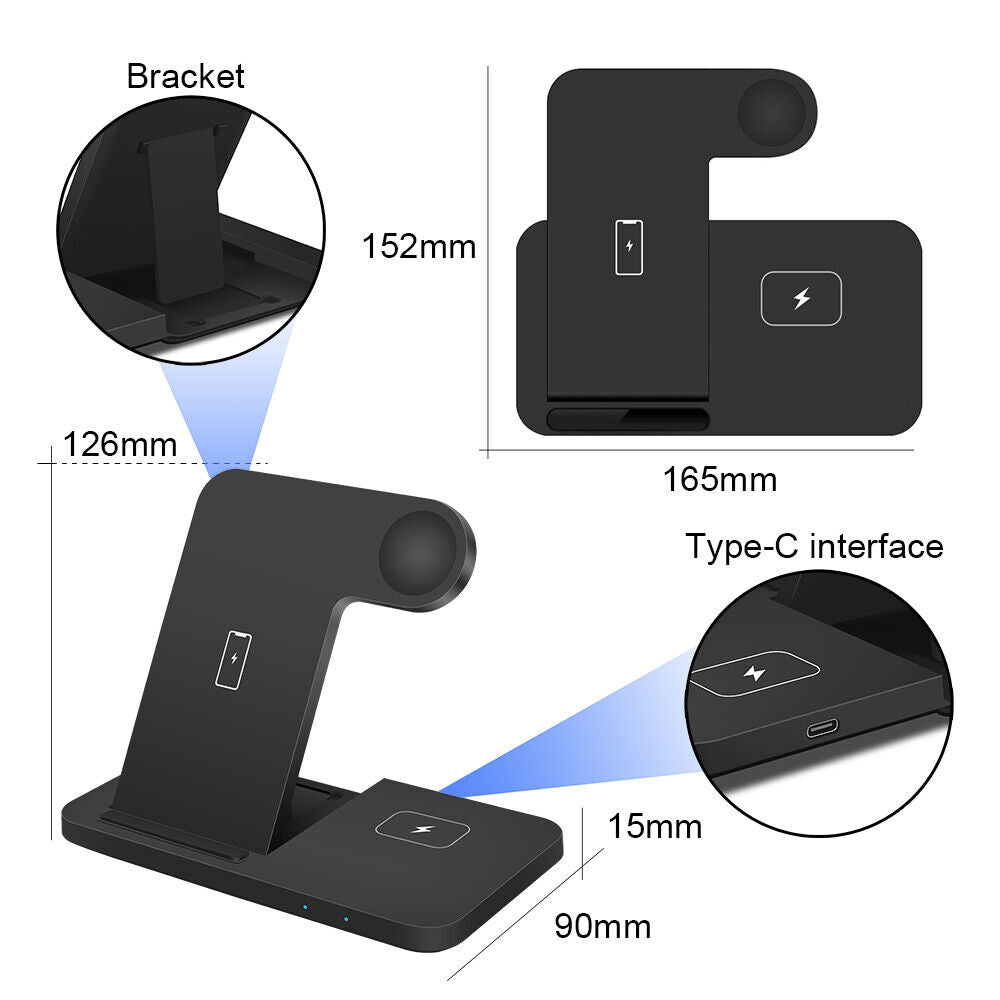 Wireless Charger Dock Charging Station 3 in 1 for Apple Watch Iphone 17 16 15 14