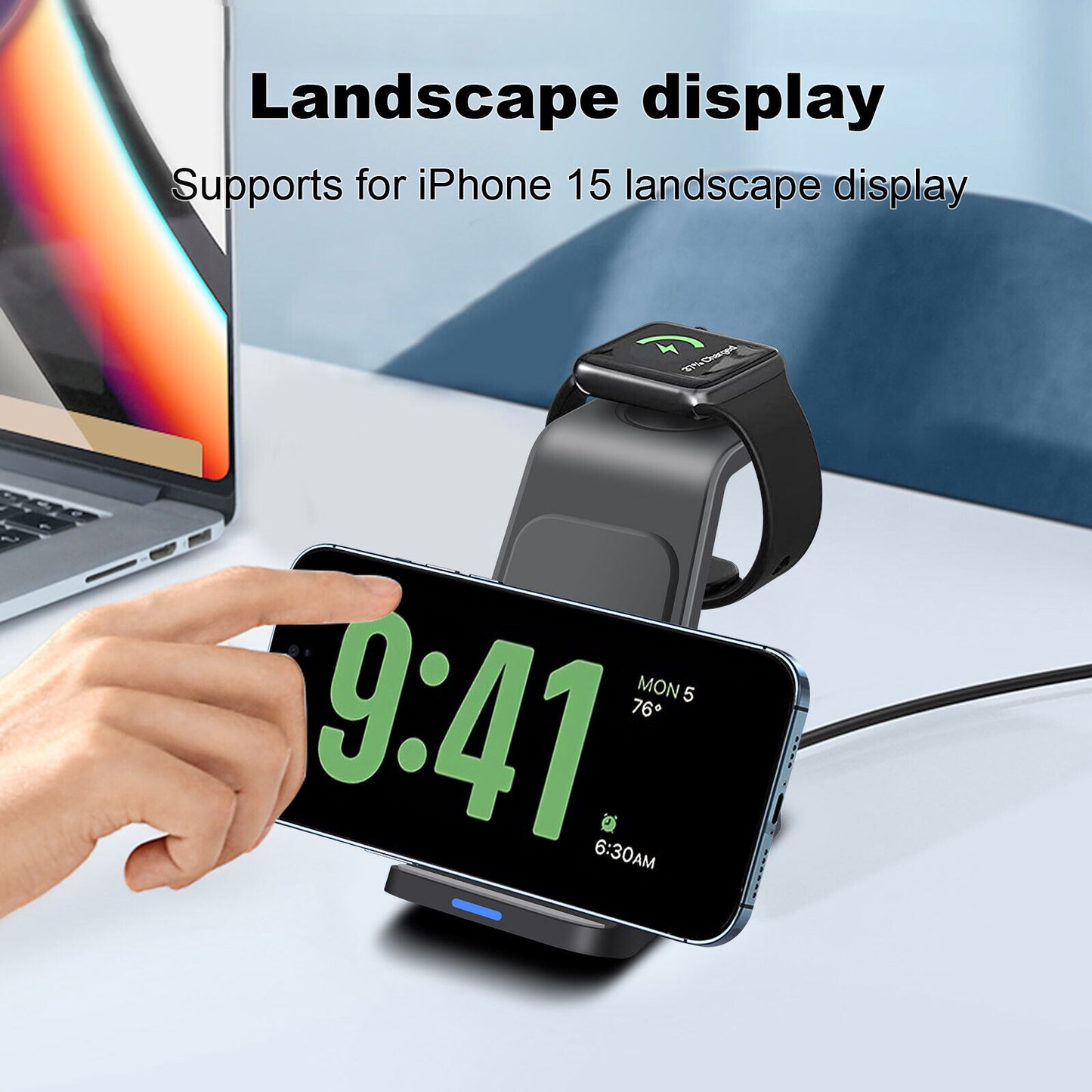 Wireless Charger Dock Charging Station 3 in 1 for Apple Watch Iphone 17 16 15 14