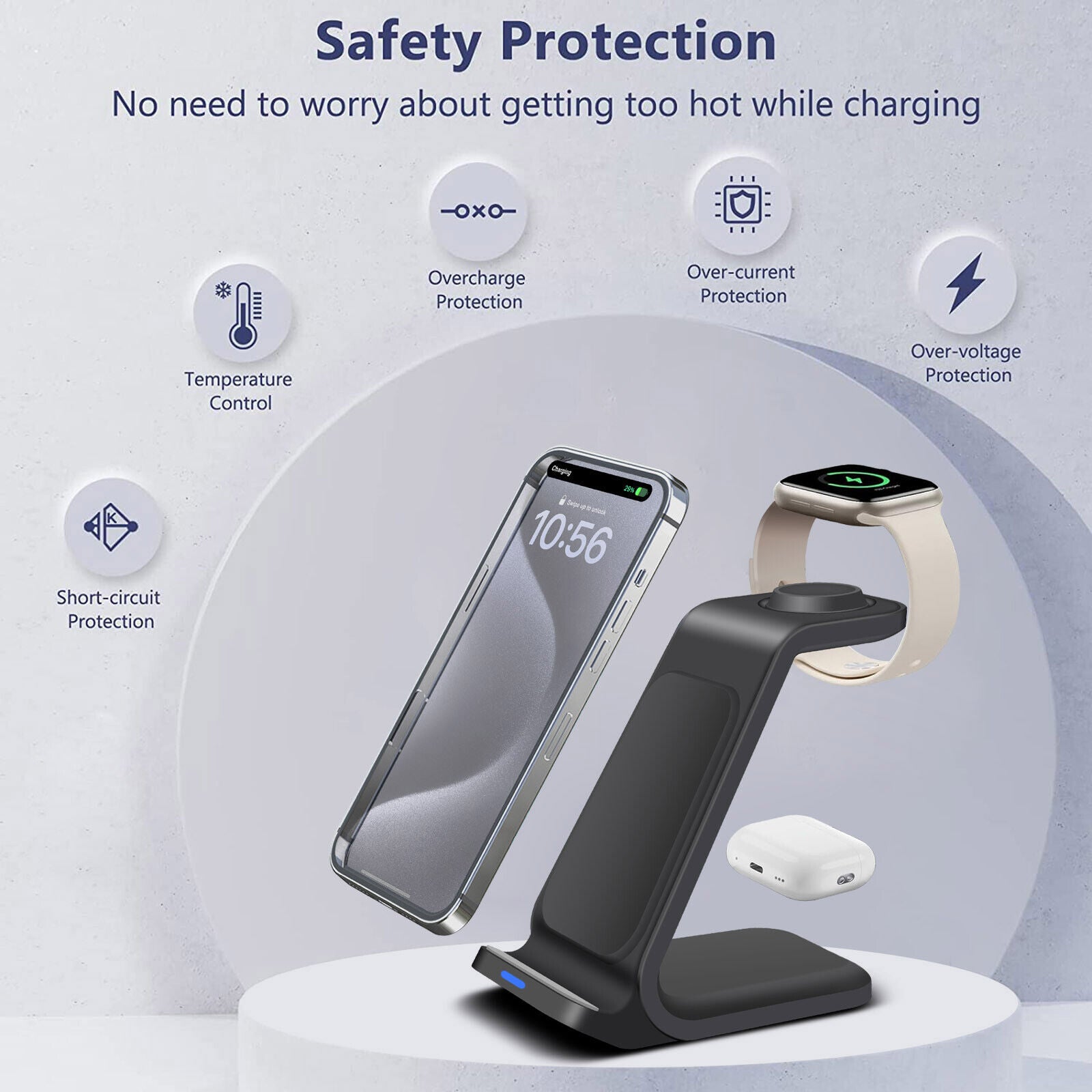 Wireless Charger Dock Charging Station 3 in 1 for Apple Watch Iphone 17 16 15 14